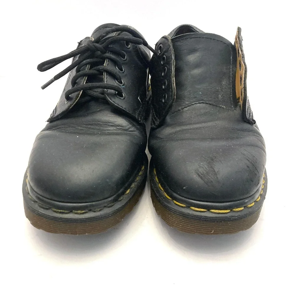 Vtg Dr. Martens Black Leather Oxfords 8053 Mens 9 M Made in England Distressed